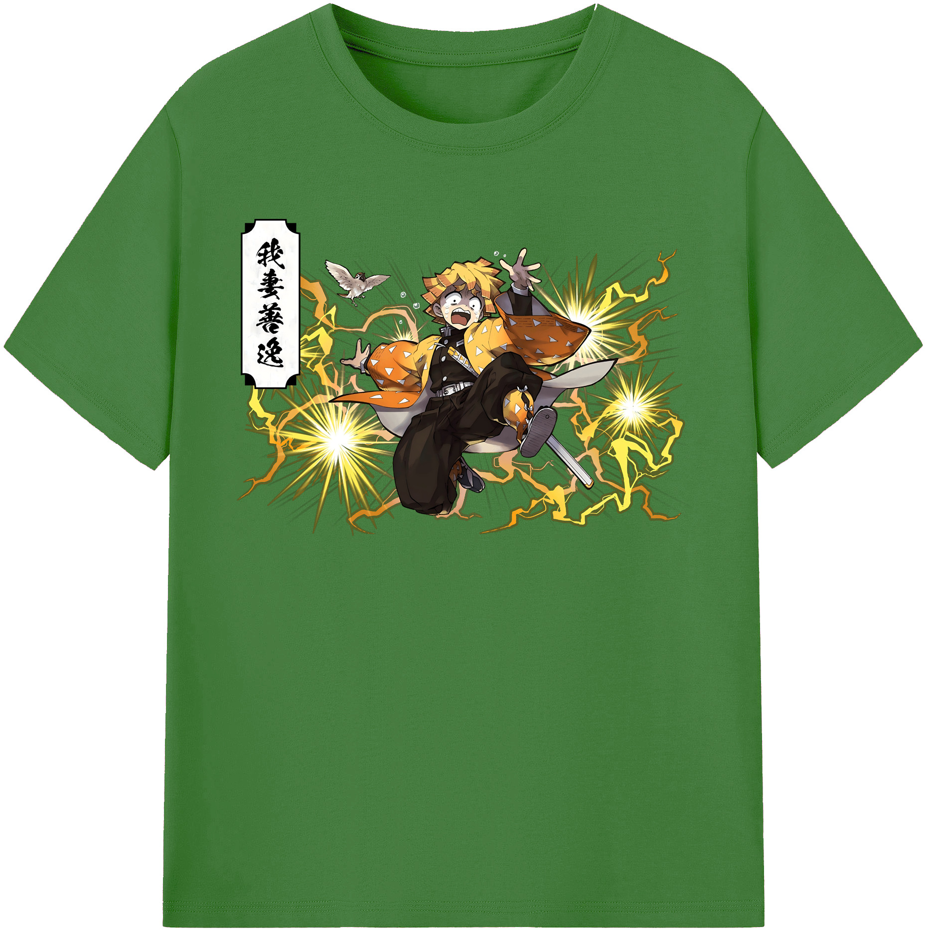 （画像用） 鬼滅の刃（きめつのやいば）我妻 善逸／あがつま ぜんいつ Agatsuma Zenitsu レディースカジュアルプリントTシャツ（綿100％）